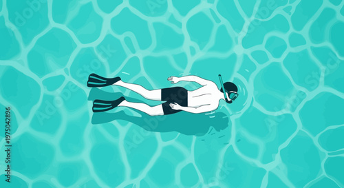 Man Snorkeling Gracefully Through Rippling Turquoise Waters