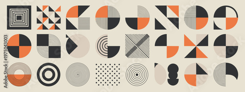 Abstract Geometric Shapes and Patterns in Bauhaus Style Keywords: abstract, geometric, shapes