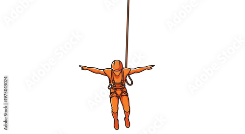 Man Suspended By Rope Safety Harness Adventure Leap