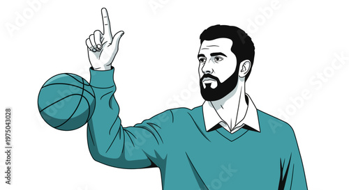 Man With Basketball Demonstrating A Strategy