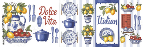 Italian Dolce Vita Kitchen and Tableware Decor Keywords: italian, dolce vita, kitchen, tableware
