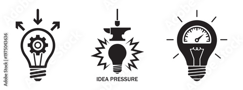 Lightbulb concepts: idea generation idea pressure idea measurement icons lightbulb pressure measurement generation brainstorm creativity thinking innovation