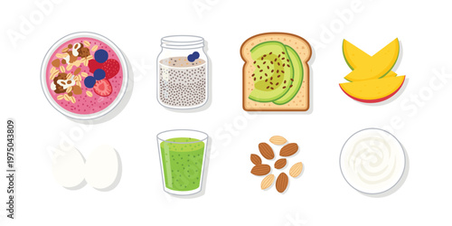 Vibrant and Healthy Breakfast Food Assortment 