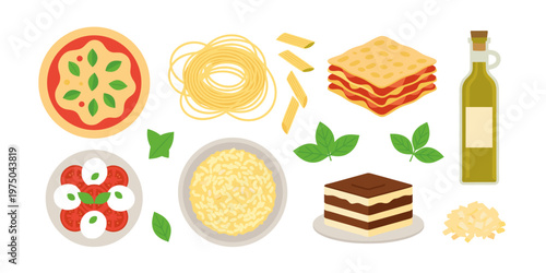 Vibrant Assortment of Italian Cuisine Ingredients and Dishes 