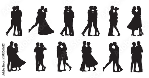 Wedding and Romantic Couple Silhouettes Set