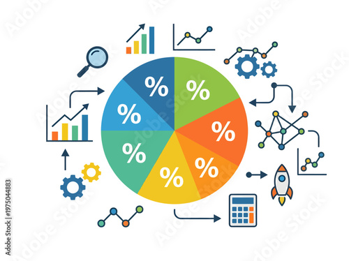 Visual concept of business analytics, illustrating data visualization, financial performance, strategic growth, and optimized operational processes for informed decision-making and business success