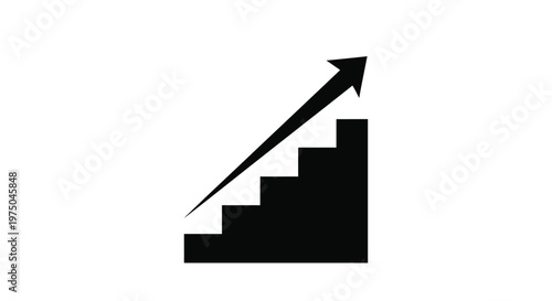 Ascending steps forming an arrow a minimalist graphic silhouette