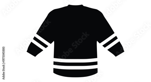 Black sweater design with striped cuffs and hem simple silhouette