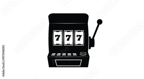 Classic slot machine with three sevens displayed in black silhouette