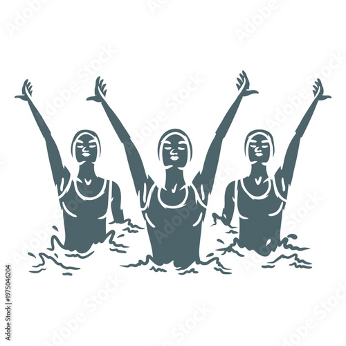 Dynamic synchronized swimming illustration