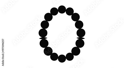 A circular arrangement of black beads forming a necklace silhouette
