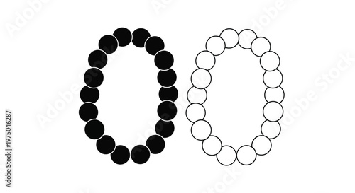 Two circular arrangements of dots one dark and one light silhouette