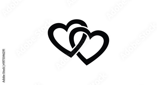 Two interlocking hearts create a romantic symbol a striking silhouette