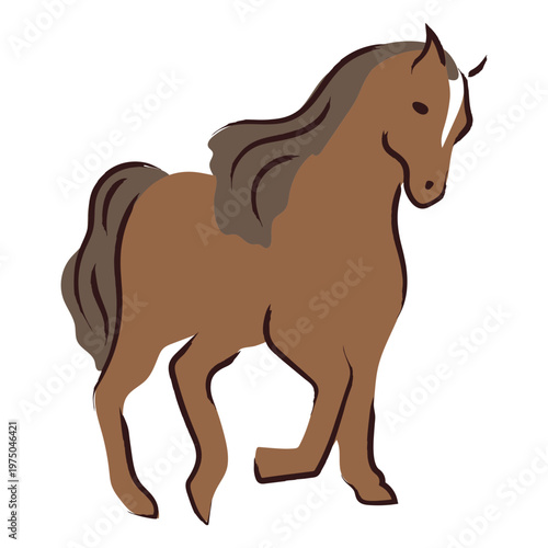Brown horse standing gently