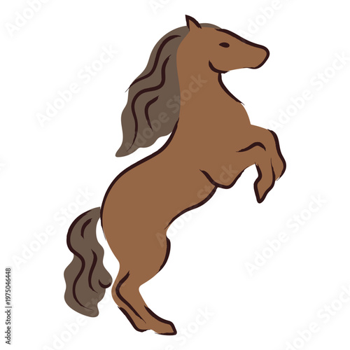 Brown horse standing on its hind legs