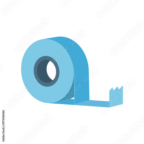 Adhesive tape roll vector illustration for office work or shipping tasks including blue sticky tape elements isolated on white background for professional stationery and hardware design needs.