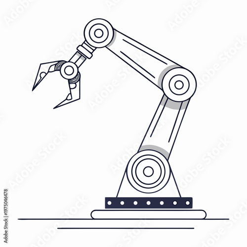 A robotic arm with a claw on a flat surface