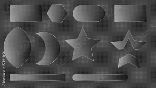 set of transparent glass on sample background. Glass framework set. Glass square, rectangular