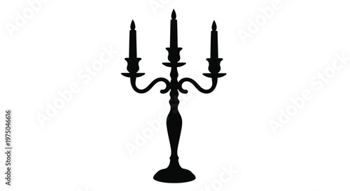 Elegant black candelabra with three flames a striking silhouette