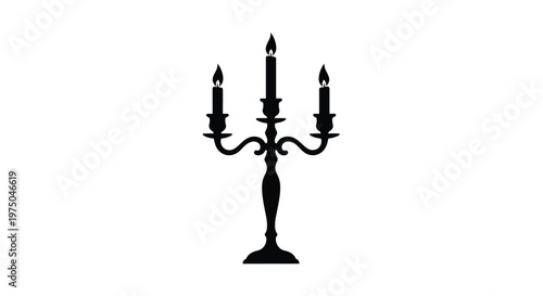 Elegant black candelabra with three flames a striking silhouette