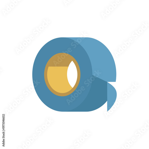 Blue industrial duct tape roll vector illustration for heavy duty repair sealing shipping and packaging isolated on white background sticky tape icon for workshop tool collection construction.