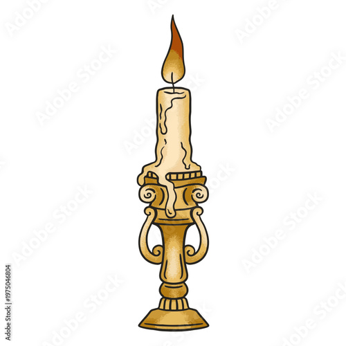 Elegant candle illustration with ornate holder