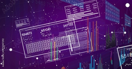 Displaying central glass data panel floating in virtual dashboard showing readouts bar charts nodes