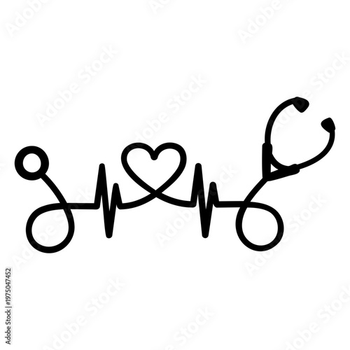 Stylish heartbeat design with stethoscope