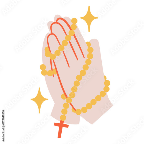 Hand with a rosary and a cross