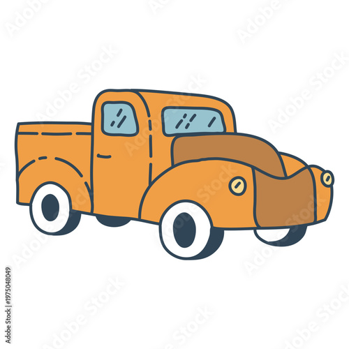 Orange pick up truck