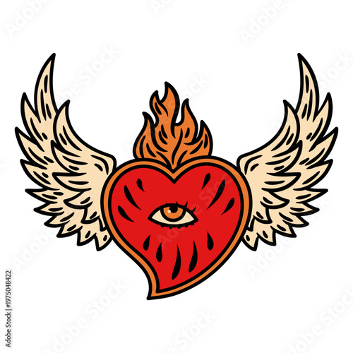 All seeing heart with wings