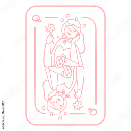Tarot card with a woman holding a flower