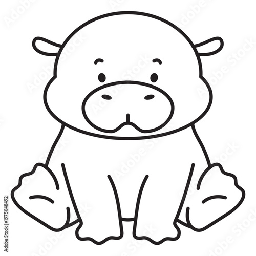 Black and white hippopotamus draw