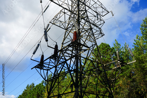 Close up of electrical pylon parts  