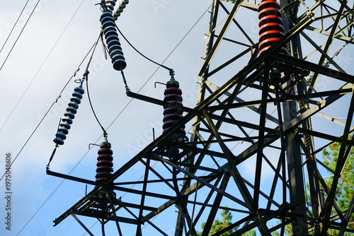 Close up of electrical pylon parts  