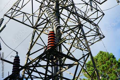 Close up of electrical pylon parts  