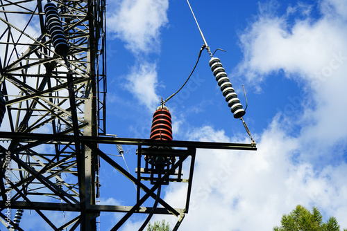 Close up of electrical pylon parts  