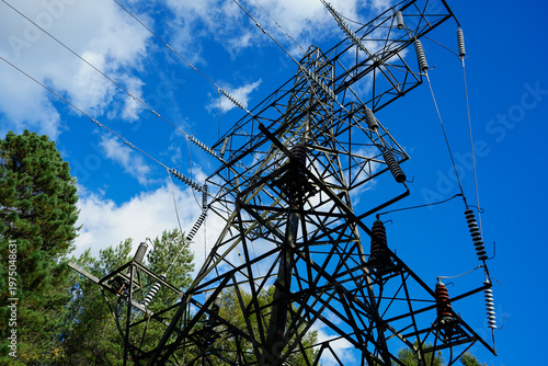 Close up of electrical pylon parts  