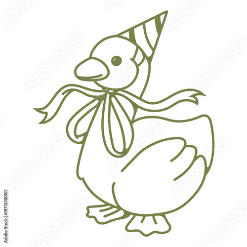 Cute duck with birthday hay