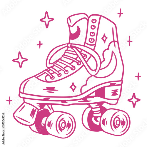 Pink roller skate with stars