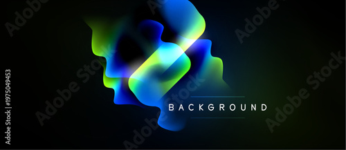 Abstract fluid shapes, vibrant colors blend against dark backdrop. Modern design element, suitable for backgrounds, presentations.