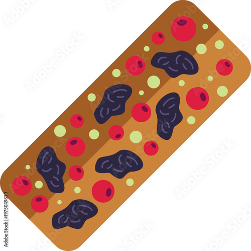 Granola bar with dried berries and nuts, representing healthy eating and snacks