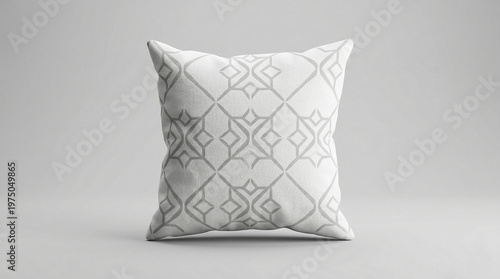 Soft fluffy pillow cushion on sofa in cosy home interior, comfortable bedding with smooth cotton fabric and clean white design, plush square object for sleep rest and stylish decoration mock product