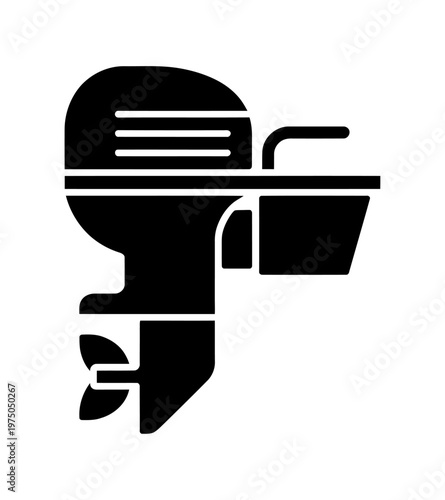 Vector of an outboard motor attached to a boat