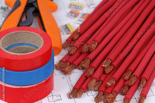 Electric Copper Stranded Insulated Wires for Electrical Switchboard Assembly. 
