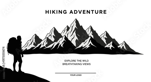 Person Hiking Mountain Peak Adventure.
