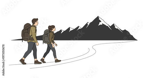 Two hikers walking on a trail.