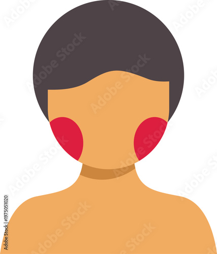 Person avatar showing red cheeks, depicting skin reaction or cosmetic application