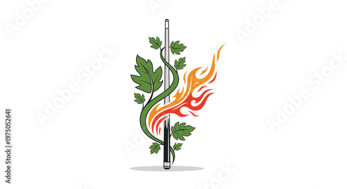 Artistic Fusion of Elements: An emblem of art that melds fire and plant with creative flair and the subtle hint of an element.