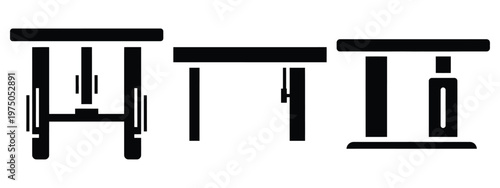 adjustable desk silhouette illustration icon set, Modern furniture vector designs.